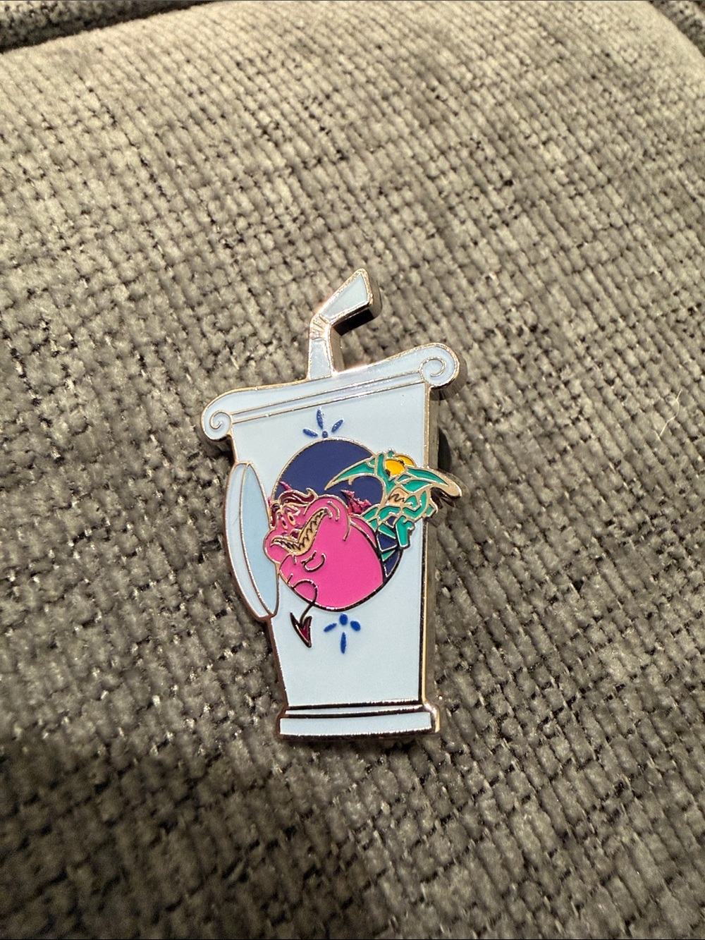 Disney Pink Cheshire Cat in White Drink Cup Enamel Pin